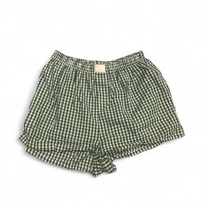 Green and white Checkered Women's Shorts